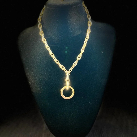 Two Tone Gold and Silver Brutalist Geometric Necklace - Picture 5 of 11